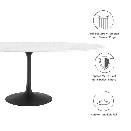 Lippa 78" Oval Faux Marble Dining Table by Furniture For America