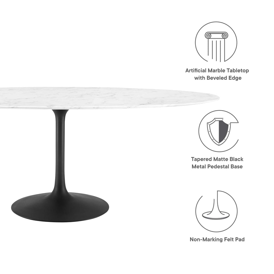 Lumen 78" Oval Faux Marble Dining Table in Black White