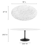 Lumen 78" Oval Faux Marble Dining Table in Black White