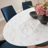 Lumen 78" Oval Faux Marble Dining Table in Black White
