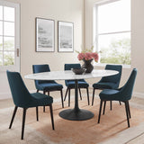 Lumen 78" Oval Faux Marble Dining Table in Black White