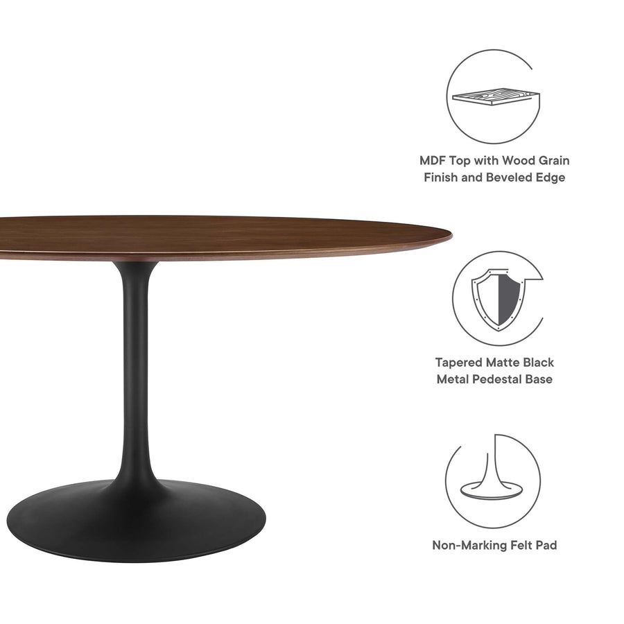 Lumen 60" Oval Walnut Wood Dining Table in Black Walnut