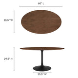 Lumen 60" Oval Walnut Wood Dining Table in Black Walnut