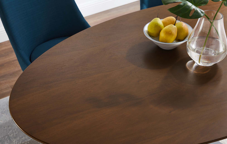 Lumen 60" Oval Walnut Wood Dining Table in Black Walnut