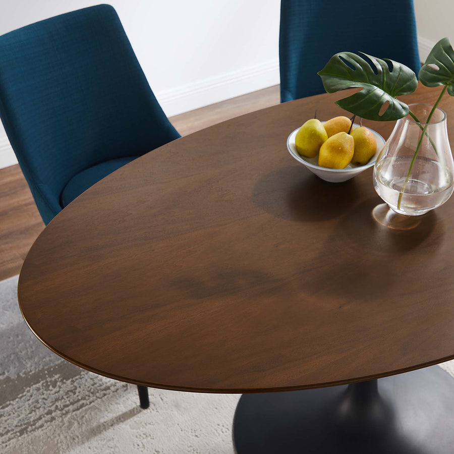Lumen 60" Oval Walnut Wood Dining Table in Black Walnut