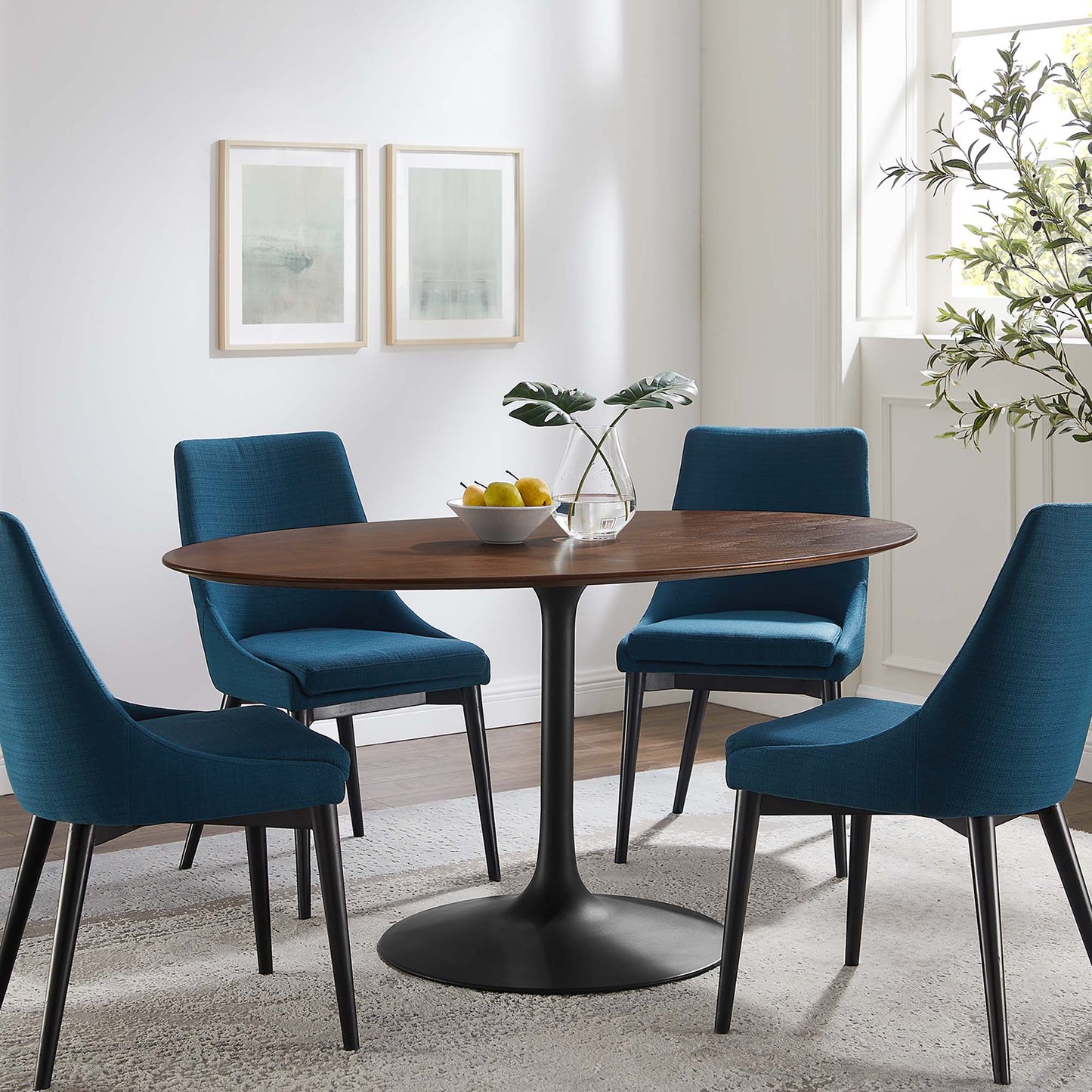 Lippa 60" Oval Walnut Wood Dining Table by Furniture For America