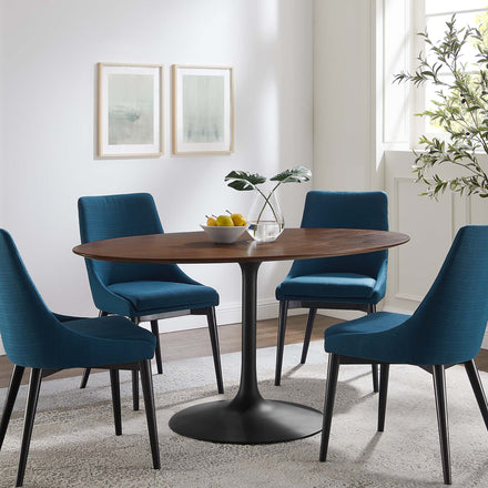 Lippa 60" Oval Walnut Wood Dining Table in Black Walnut