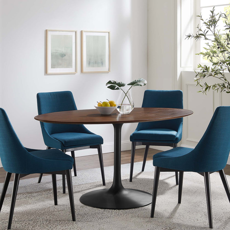 Lumen 60" Oval Walnut Wood Dining Table in Black Walnut