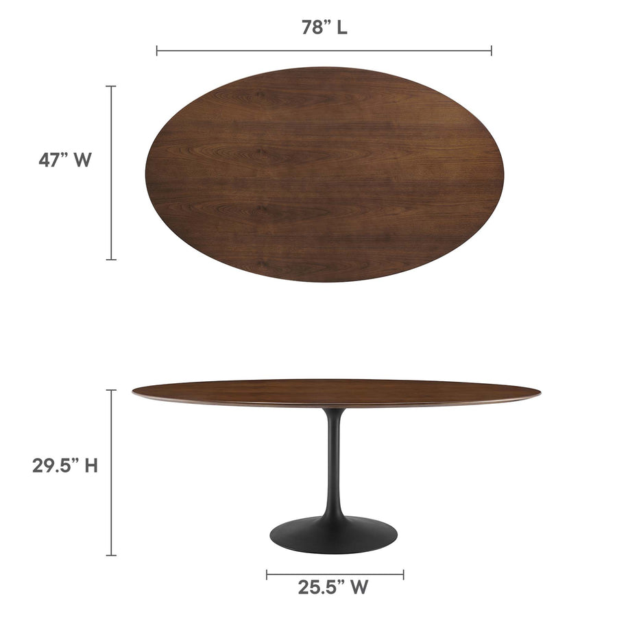Lumen 78" Oval Walnut Wood Dining Table in Black Walnut