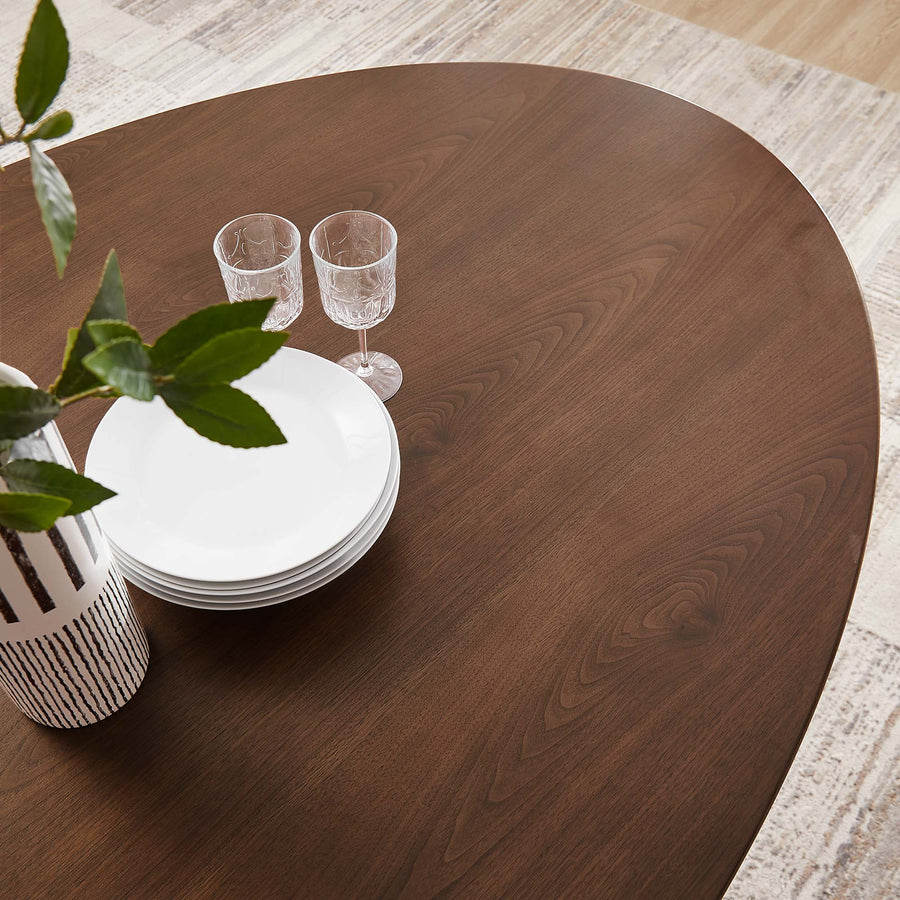 Lumen 78" Oval Walnut Wood Dining Table in Black Walnut