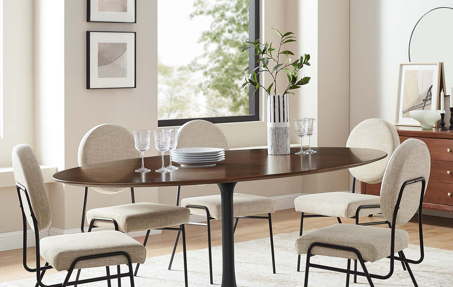 Lumen 78" Oval Walnut Wood Dining Table in Black Walnut