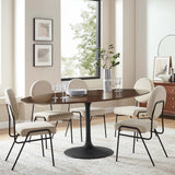Lumen 78" Oval Walnut Wood Dining Table in Black Walnut