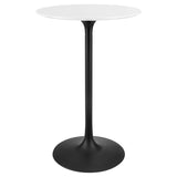 Lumen 28" Round Wood Bar Table in Black White