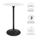 Lumen 28" Round Wood Bar Table in Black White