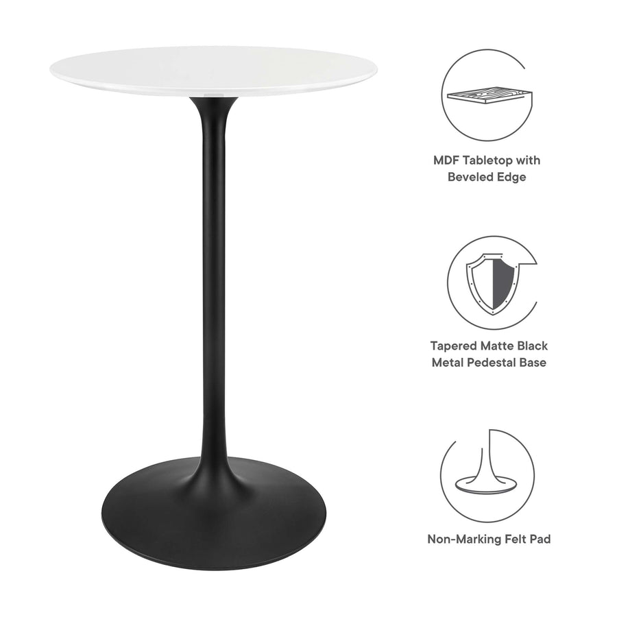 Lumen 28" Round Wood Bar Table in Black White