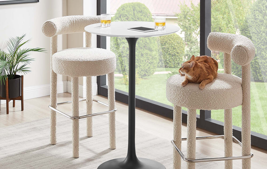 Lumen 28" Round Wood Bar Table in Black White