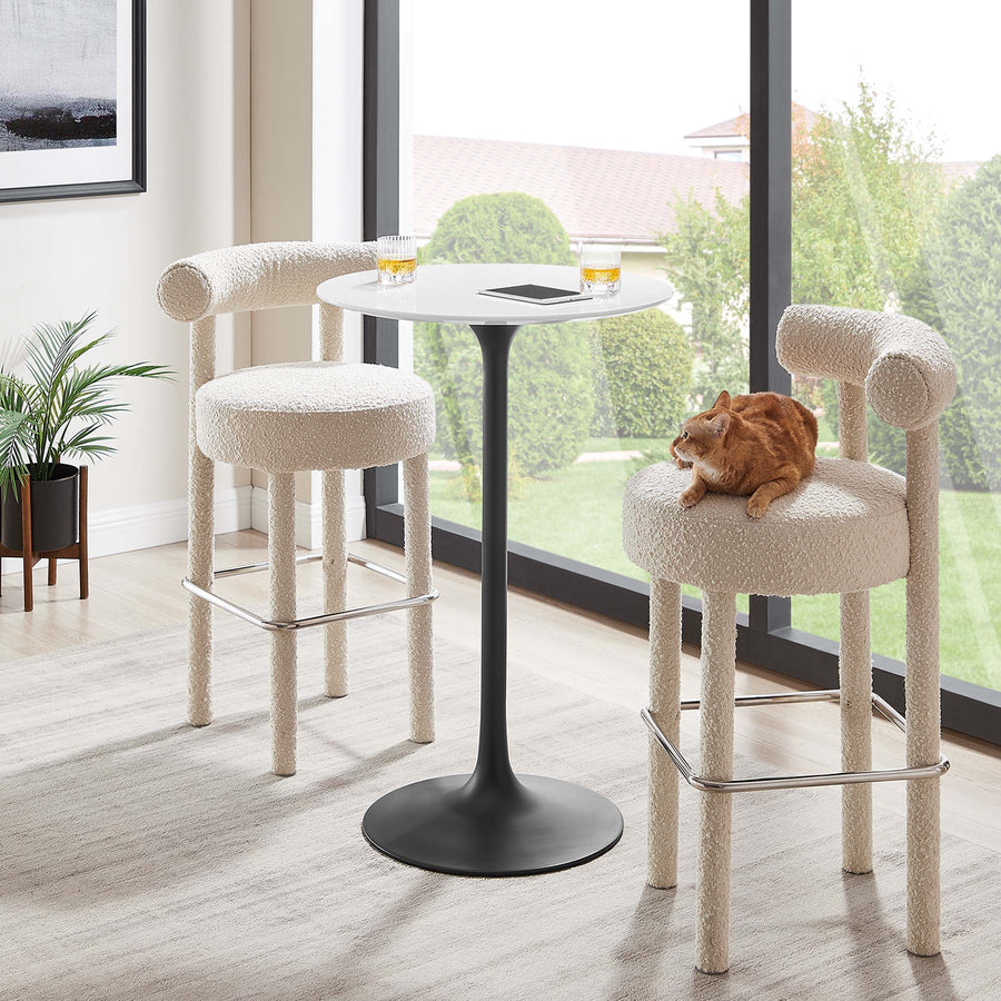 Lumen 28" Round Wood Bar Table in Black White