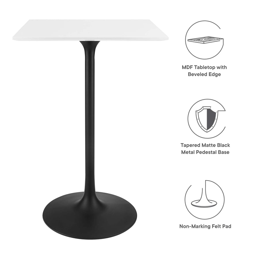 Lumen 28" Square Wood Bar Table in Black White