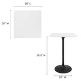 Lumen 28" Square Wood Bar Table in Black White