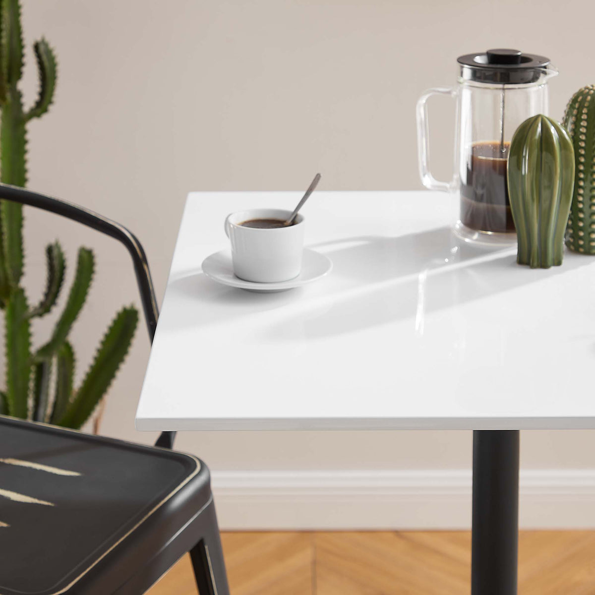 Lippa 28" Square Wood Bar Table in Black White