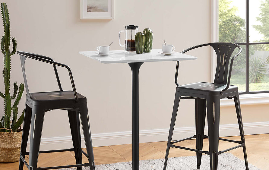 Lumen 28" Square Wood Bar Table in Black White