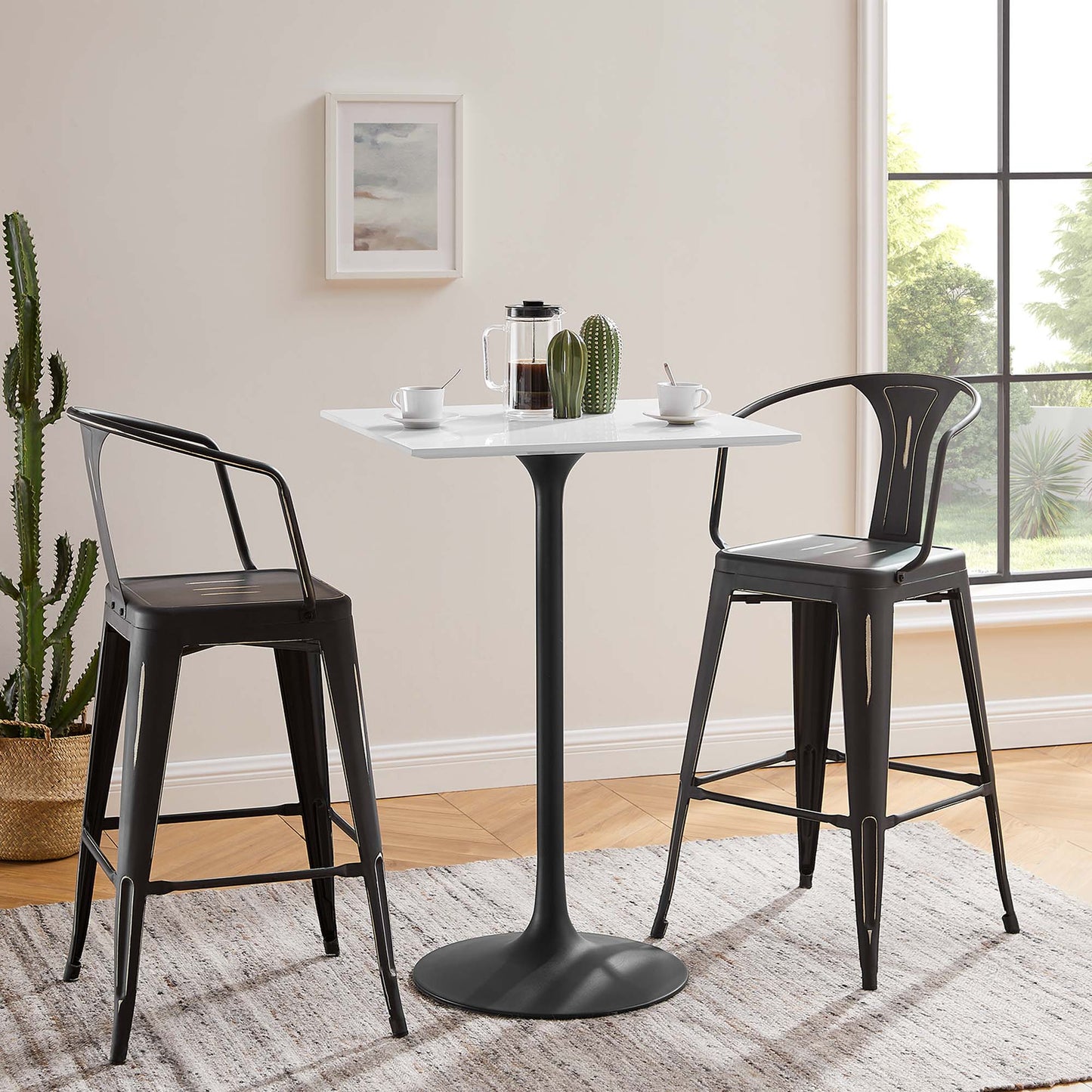 Lippa 28" Square Wood Bar Table by Furniture For America