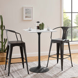 Lumen 28" Square Wood Bar Table in Black White