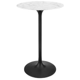 Lumen 28" Round Faux Marble Bar Table in Black White
