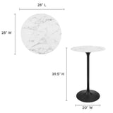 Lumen 28" Round Faux Marble Bar Table in Black White