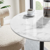 Lumen 28" Round Faux Marble Bar Table in Black White