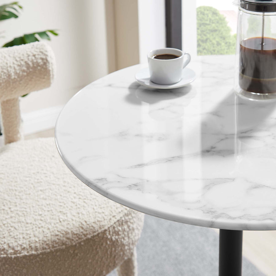 Lumen 28" Round Faux Marble Bar Table in Black White