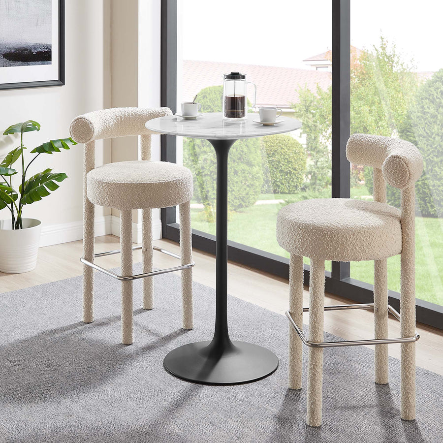Lumen 28" Round Faux Marble Bar Table in Black White