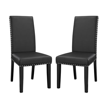 Parcel Vinyl Dining Side Chair Set of 2 in Black