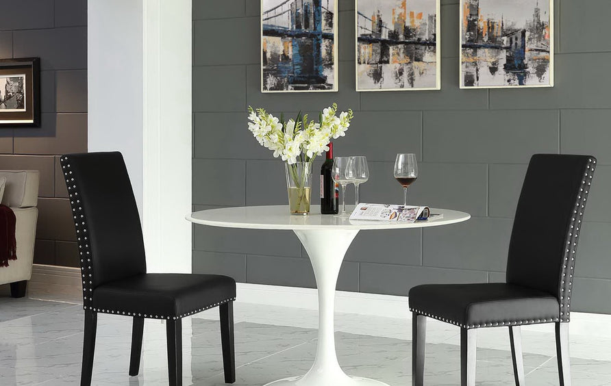 Maison Vinyl Dining Side Chair Set of 2 in Black