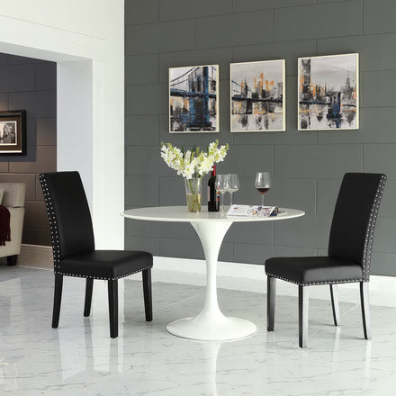 Parcel Vinyl Dining Side Chair Set of 2 in Black