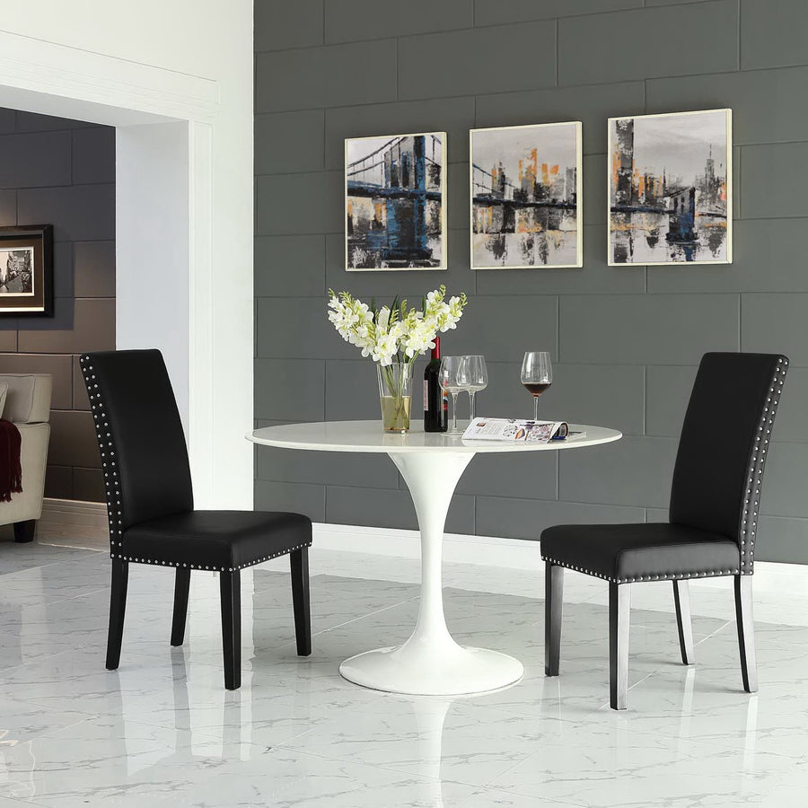 Maison Vinyl Dining Side Chair Set of 2 in Black