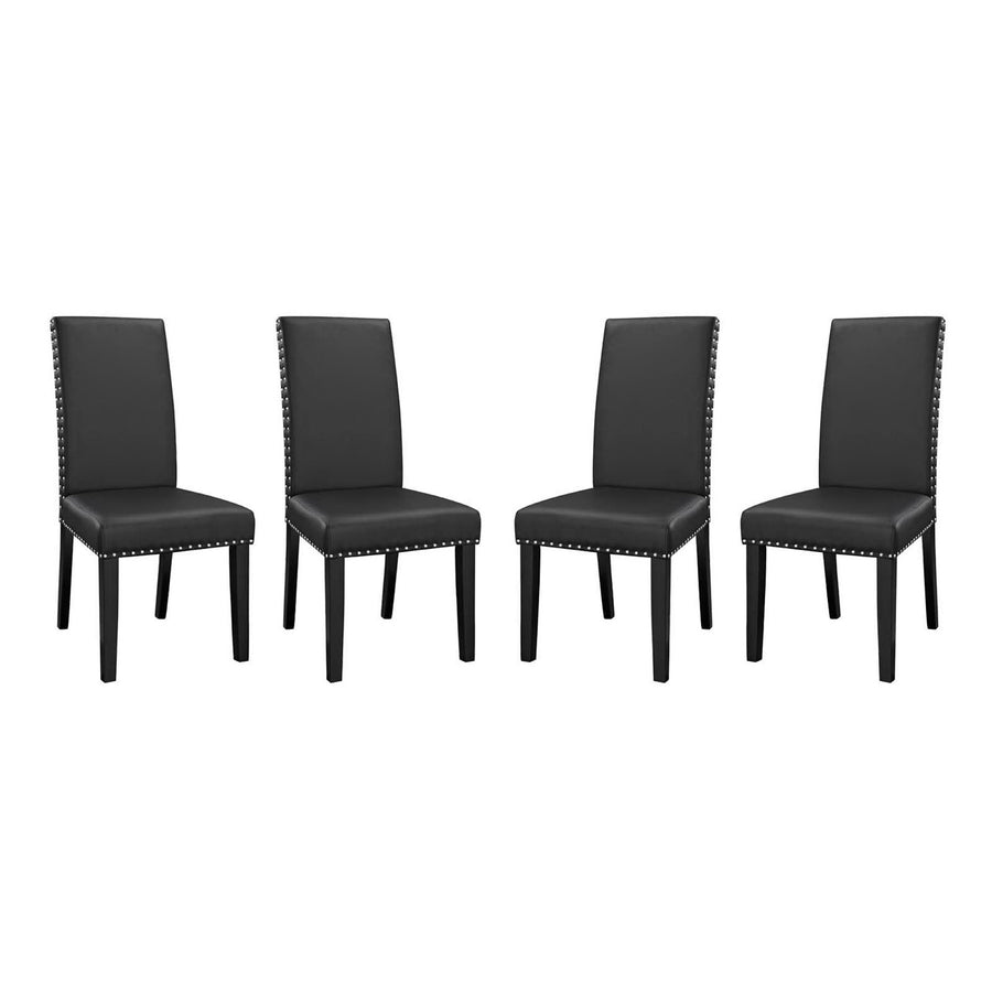 Maison Vinyl Dining Side Chair Set of 4 in Black