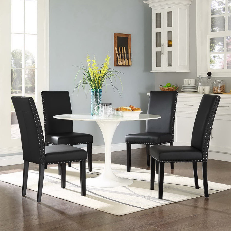 Maison Vinyl Dining Side Chair Set of 4 in Black