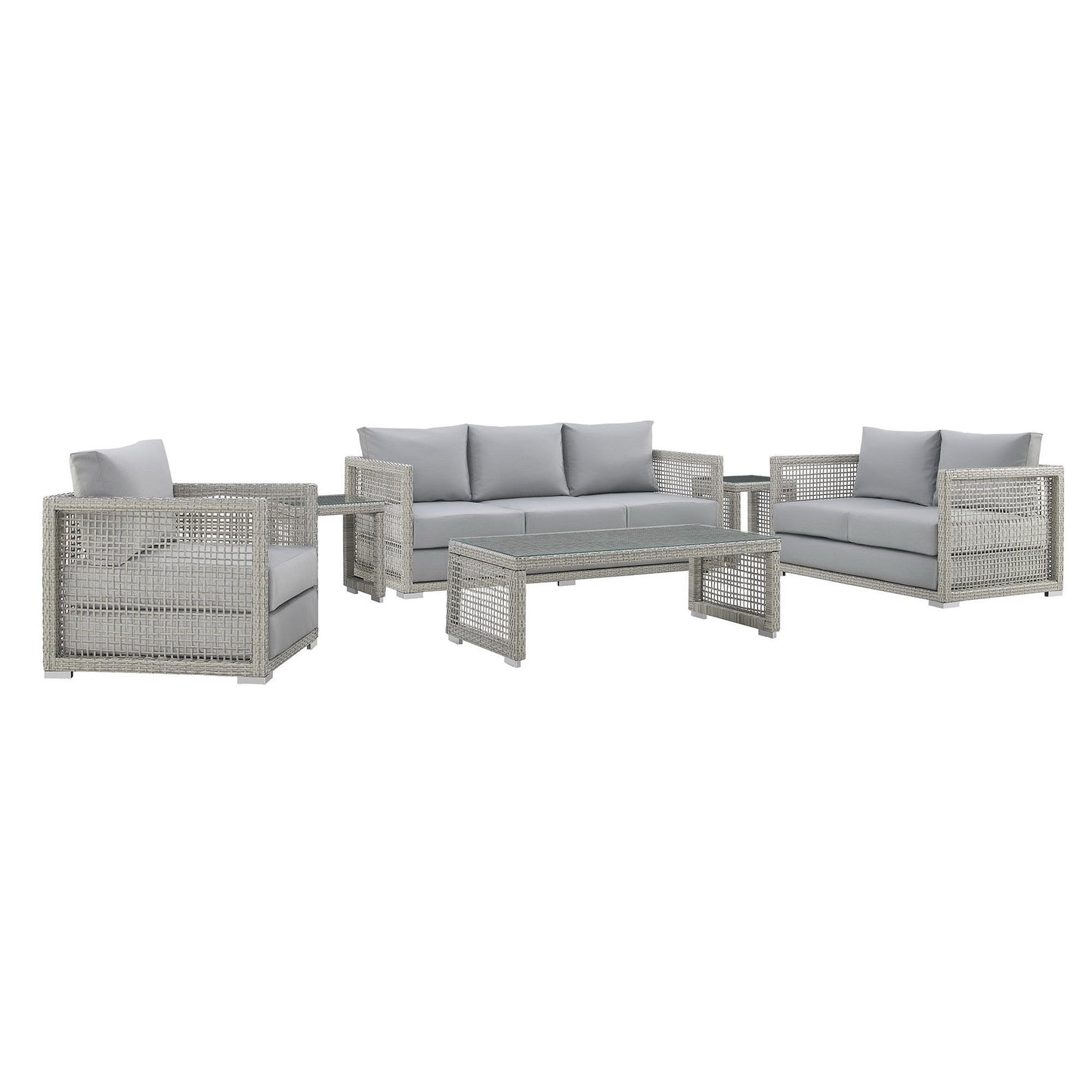 Aura 6 Piece Outdoor Patio Wicker Rattan Set by Furniture For America