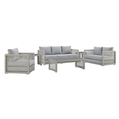 Aura 6 Piece Outdoor Patio Wicker Rattan Set by Furniture For America