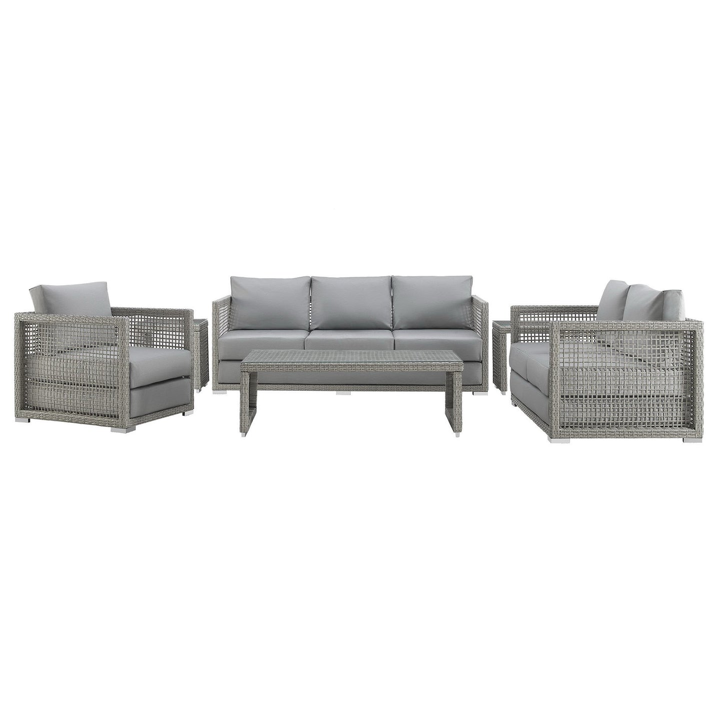Aura 6 Piece Outdoor Patio Wicker Rattan Set by Furniture For America