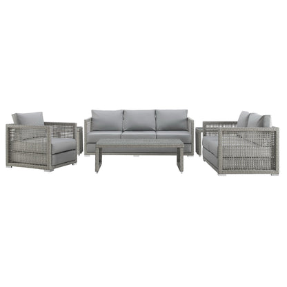 Aura 6 Piece Outdoor Patio Wicker Rattan Set by Furniture For America