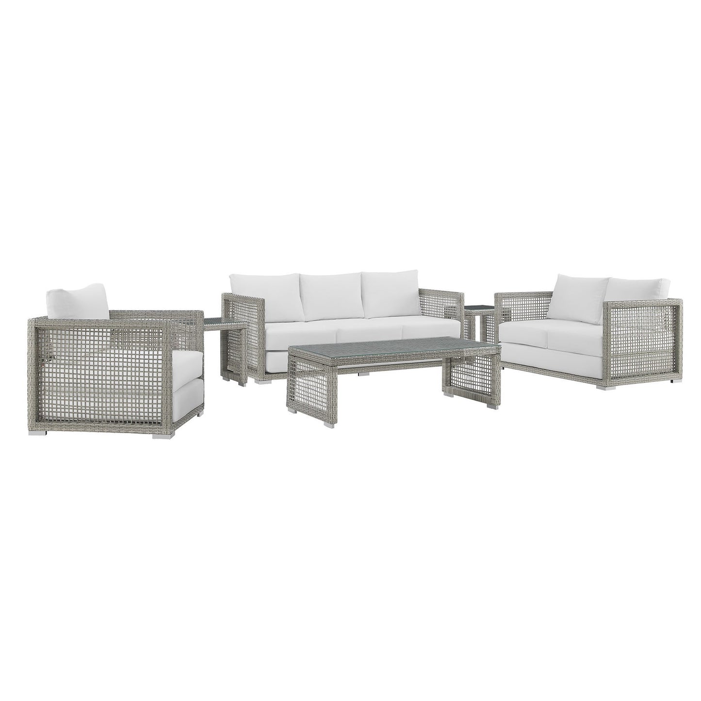 Aura 6 Piece Outdoor Patio Wicker Rattan Set by Furniture For America