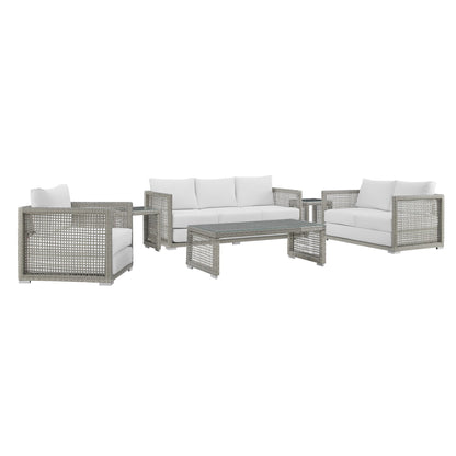 Aura 6 Piece Outdoor Patio Wicker Rattan Set by Furniture For America