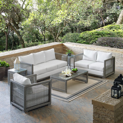 Aura 6 Piece Outdoor Patio Wicker Rattan Set by Furniture For America