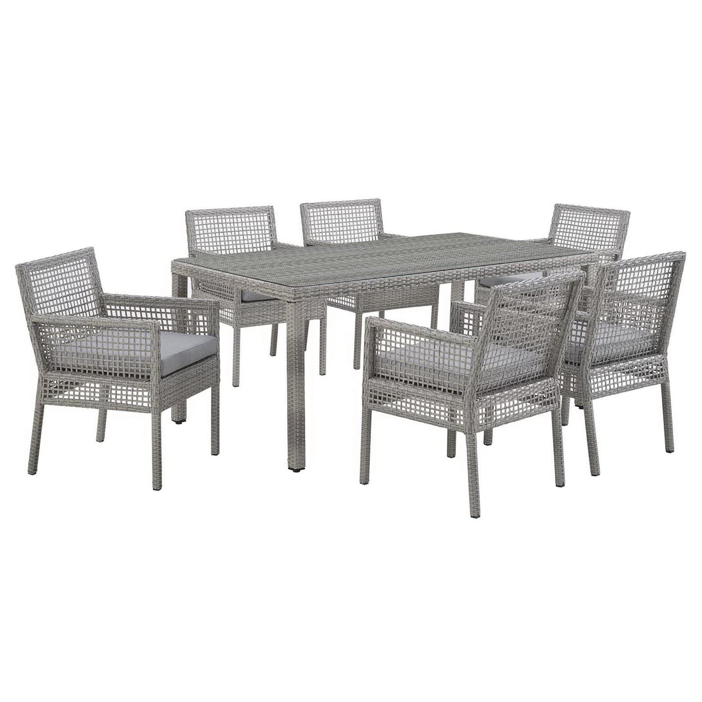 Aura 7 Piece Outdoor Patio Wicker Rattan Set by Furniture For America
