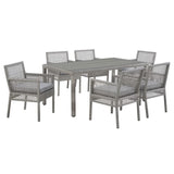 Cinder 7 Piece Outdoor Patio Wicker Rattan Set in Gray Gray