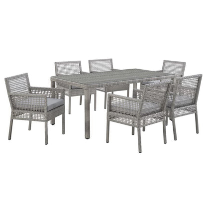 Aura 7 Piece Outdoor Patio Wicker Rattan Set by Furniture For America