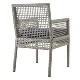 Cinder 7 Piece Outdoor Patio Wicker Rattan Set in Gray Navy