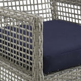 Cinder 7 Piece Outdoor Patio Wicker Rattan Set in Gray Navy